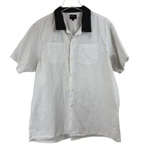 NOAH NY Men XXL White Short Sleeve Button Down Cotton CAMP SHIRT‎ LIGHTWEIGHT